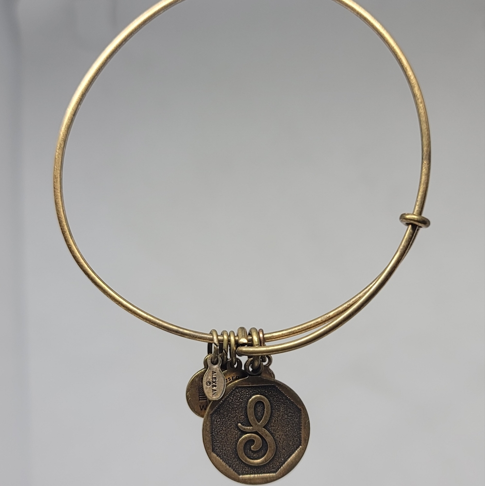 WOMEN'S ALEX AND ANI INITIAL S BANGLE BRACELET GOLD